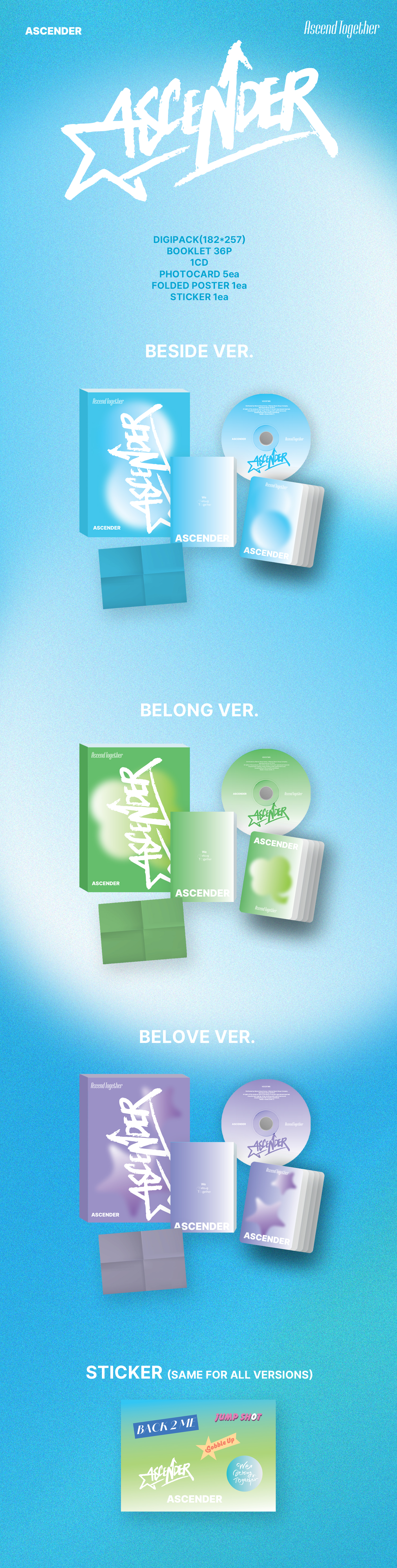 (PRE-ORDER) ASCENDER - Ascend Together (BESIDE VER., BELONG VER., BELOVE VER.)