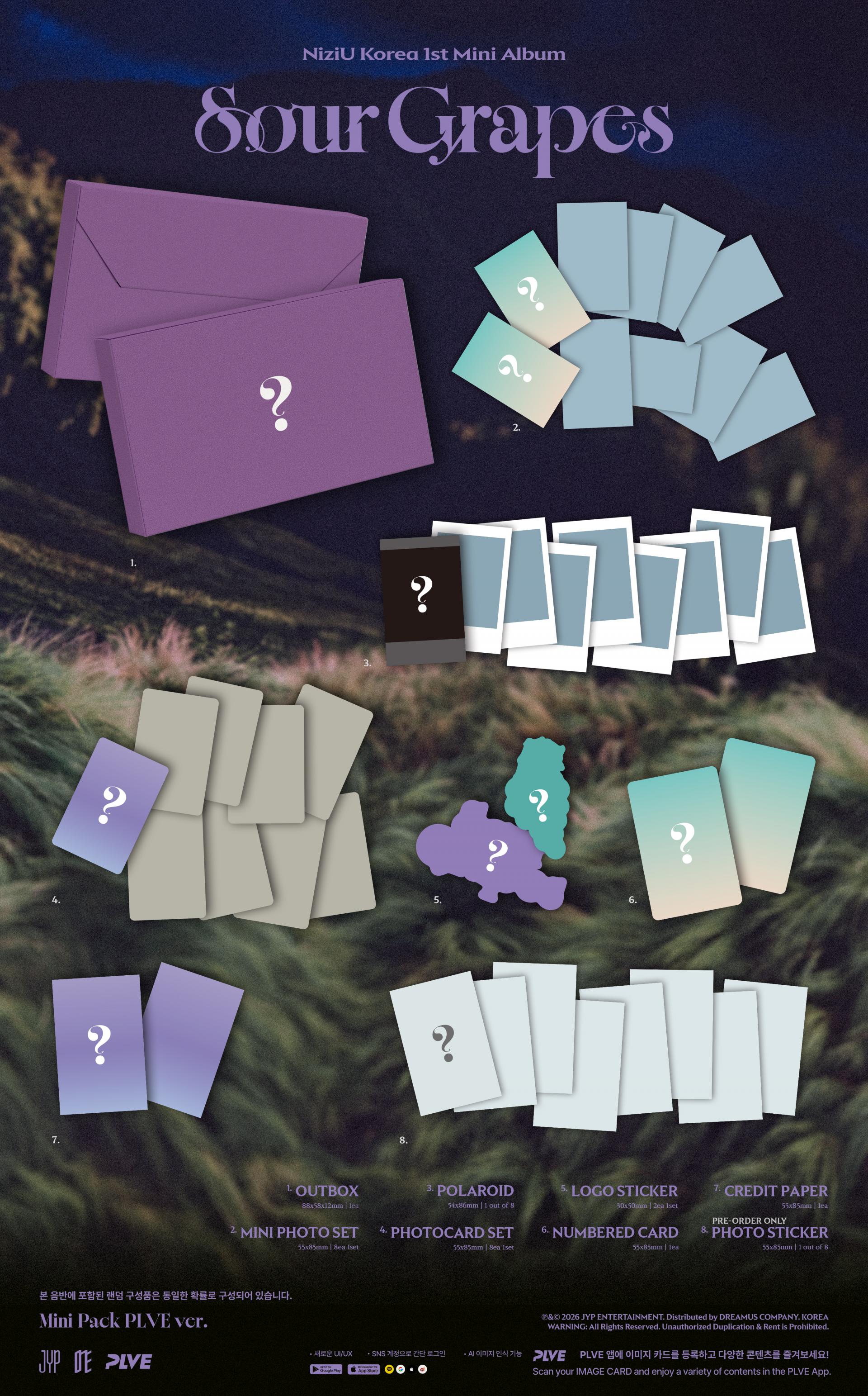 (PRE-ORDER) NiziU - Korea 1st Mini Album [Sour Grapes] (Mini Pack PLVE Ver.)