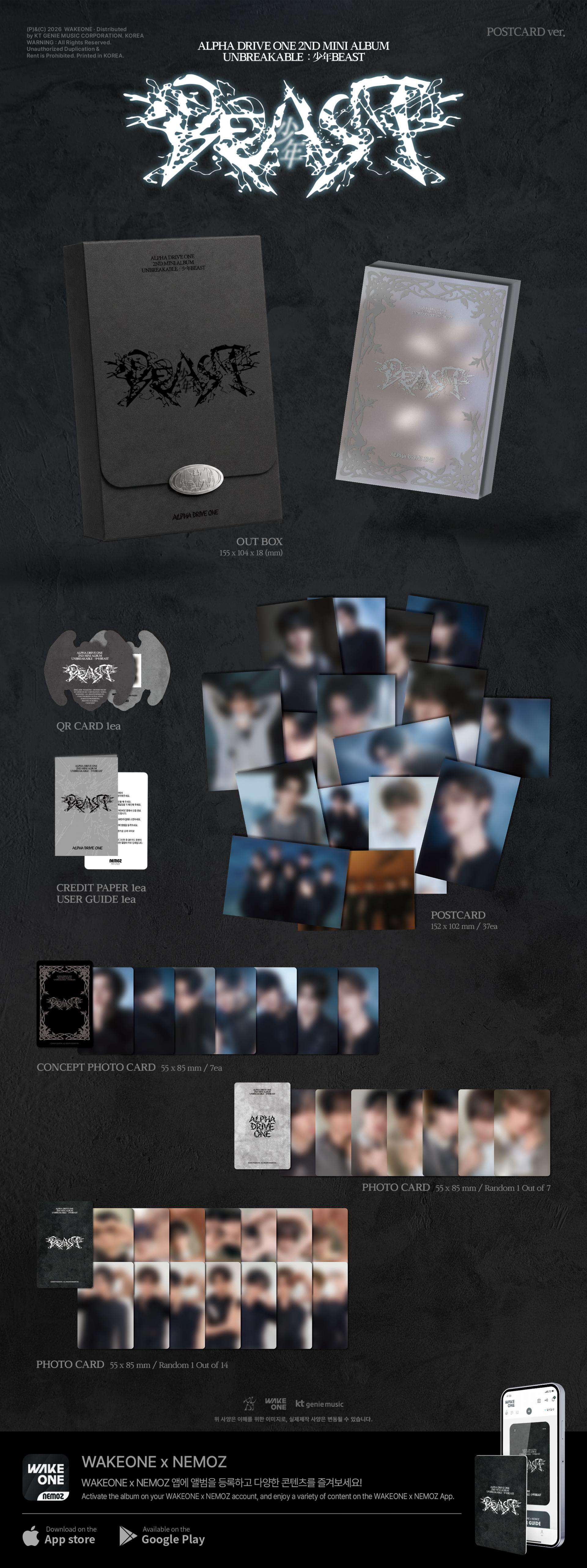 ALPHA DRIVE ONE - 2nd Mini Album [UNBREAKABLE : 少年BEAST] (POSTCARD Ver.)