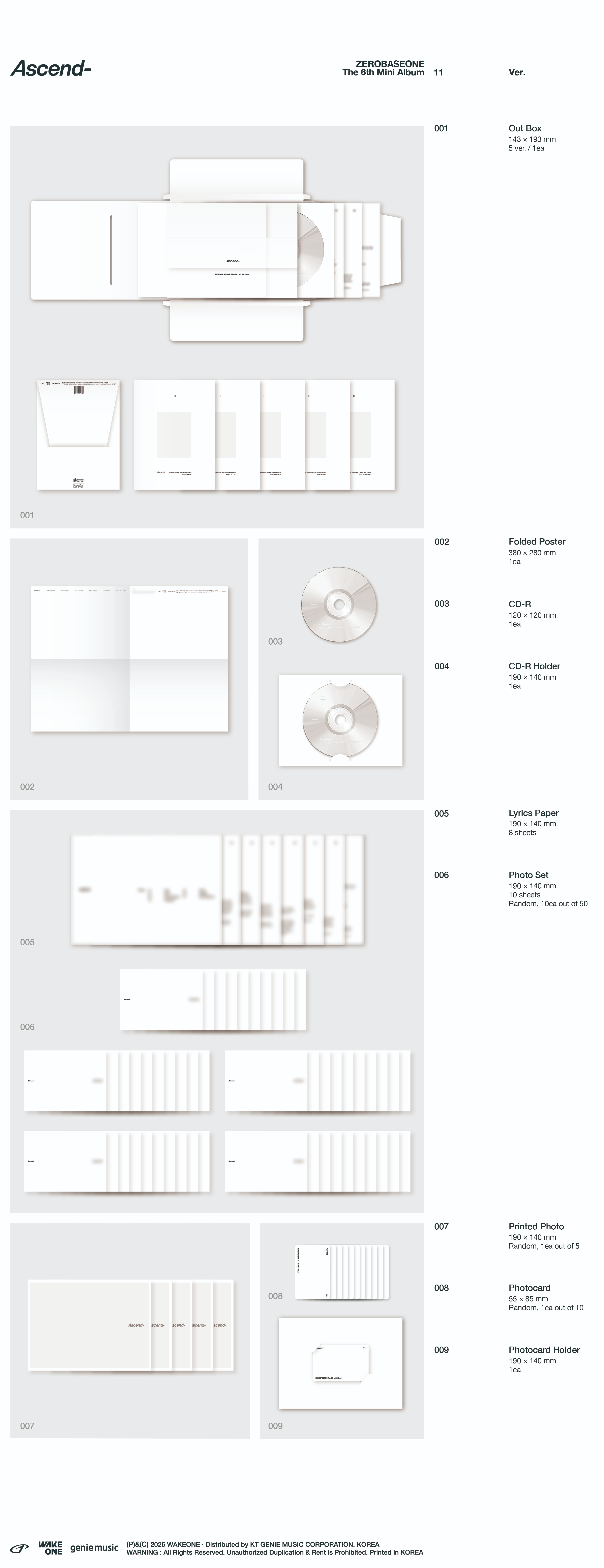 (PRE-ORDER) ZEROBASEONE - The 6th Mini Album [Ascend-] 11 Ver. (Random Ver.)