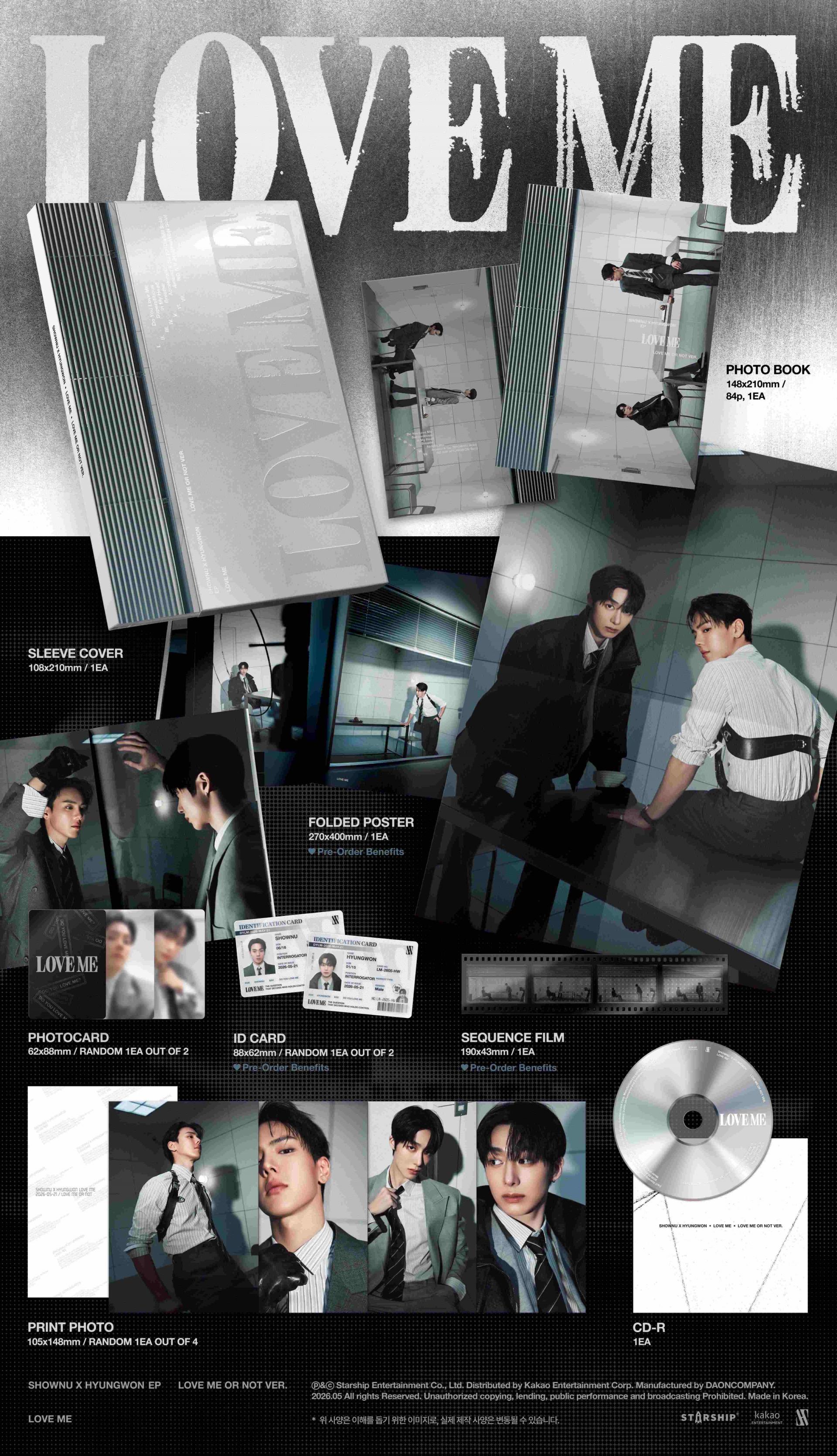 (PRE-ORDER) SHOWNU X HYUNGWON - EP Album [LOVE ME] (CRUSH ON YOU Ver.)