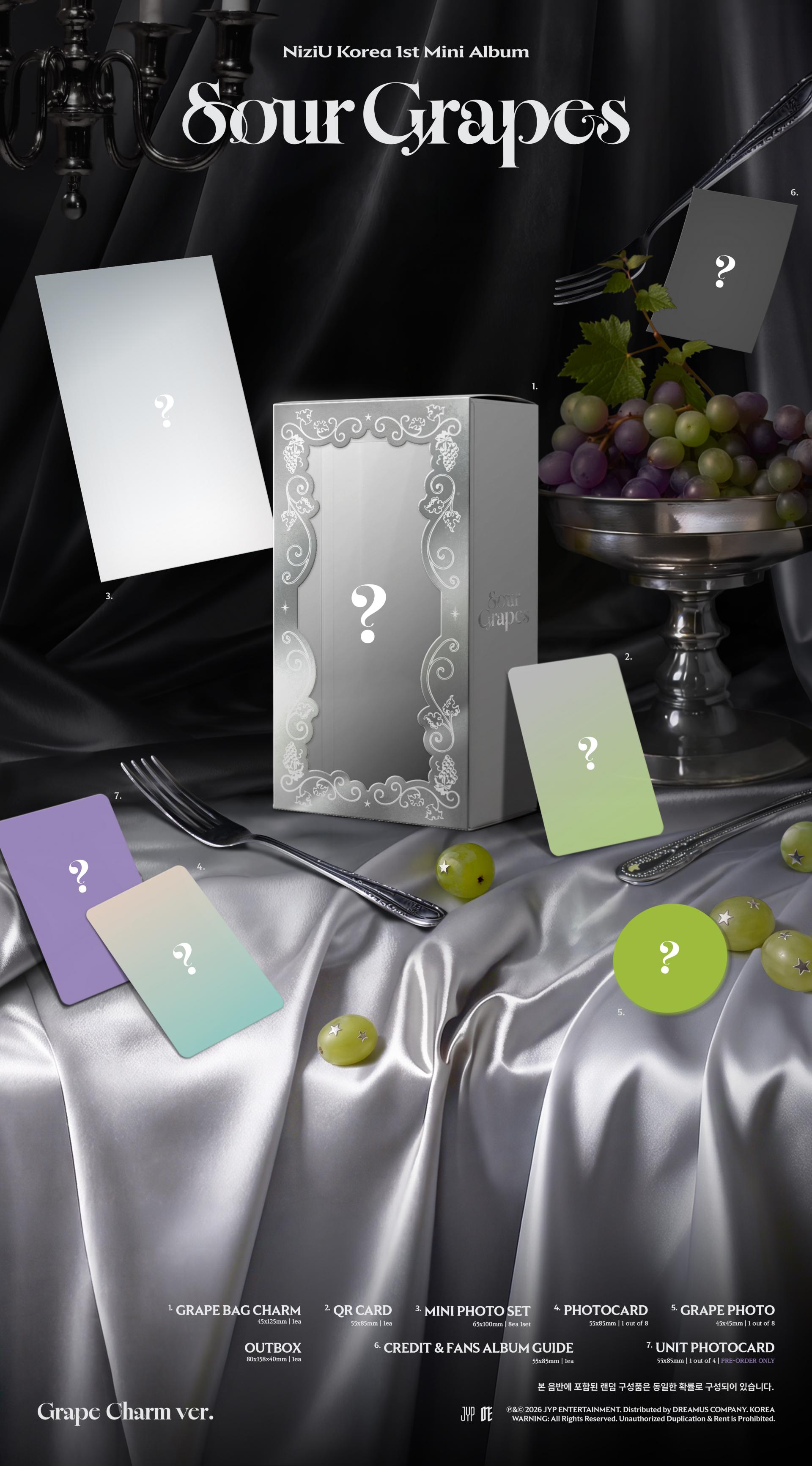 (PRE-ORDER) NiziU - Korea 1st Mini Album [Sour Grapes] (Grape Charm Ver.)