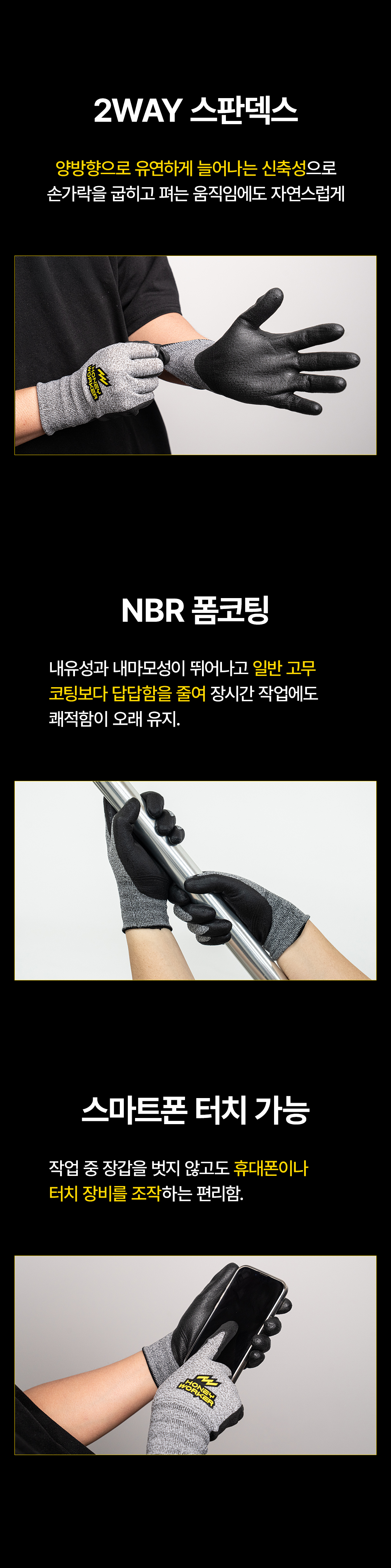 허니워커 올데이 NBR 코팅장갑 test