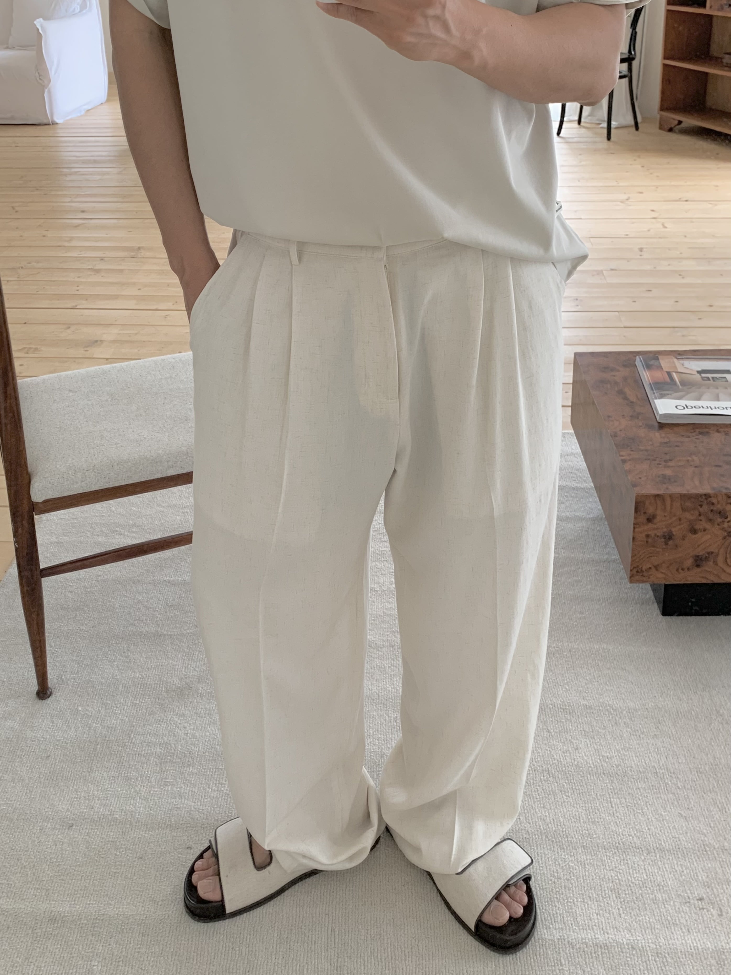 Torino linen slacks (ivory)