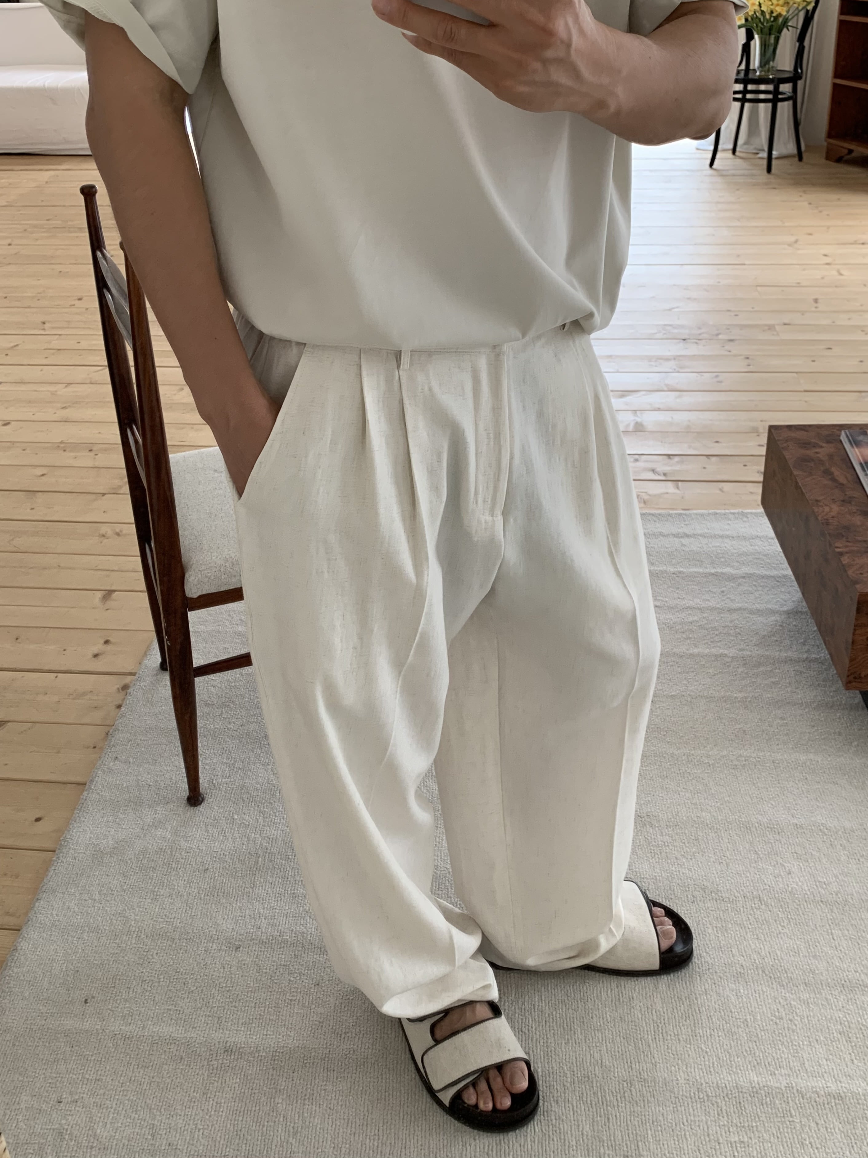 Torino linen slacks (ivory)