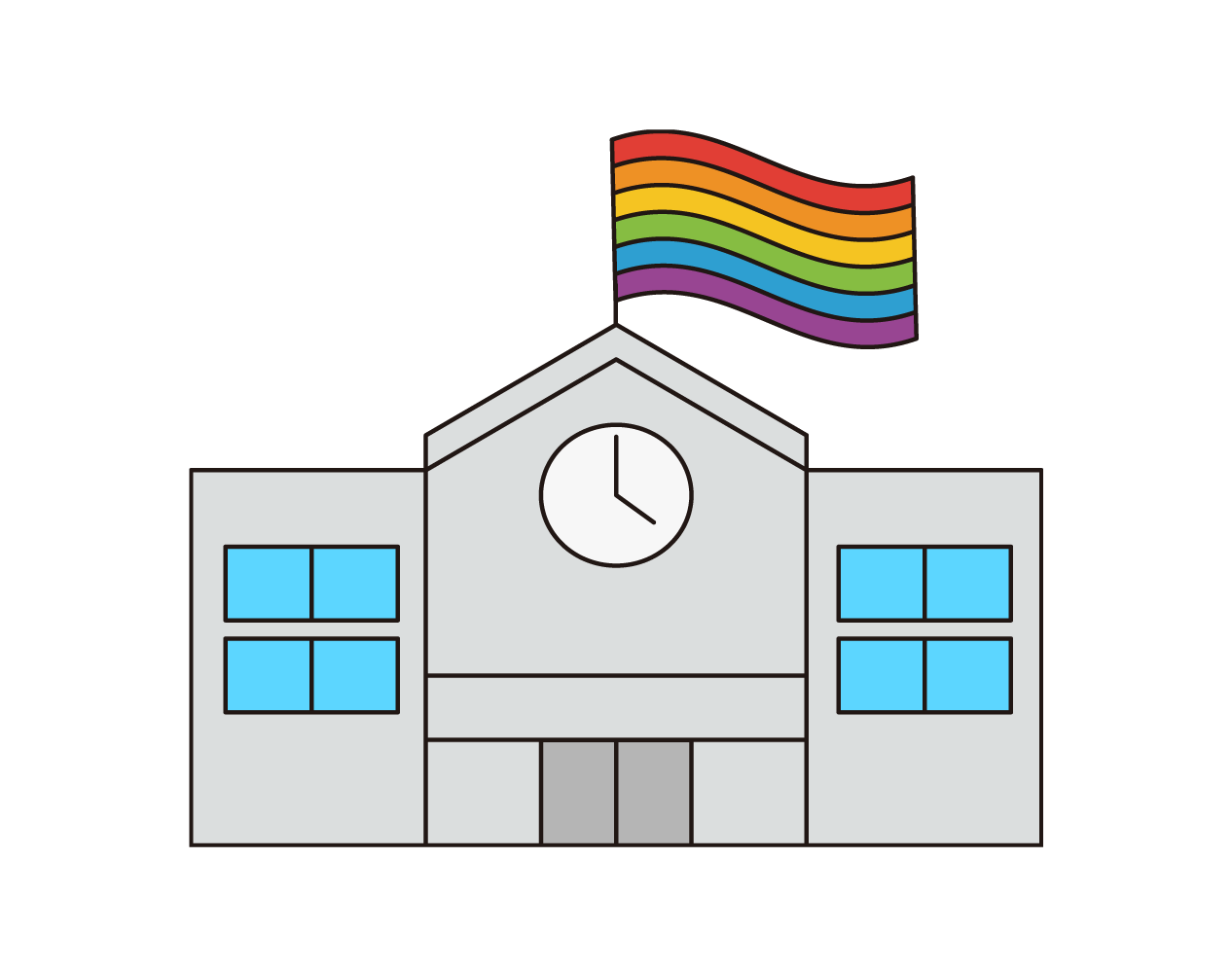 무지개깃발이 꽂혀있는 학교