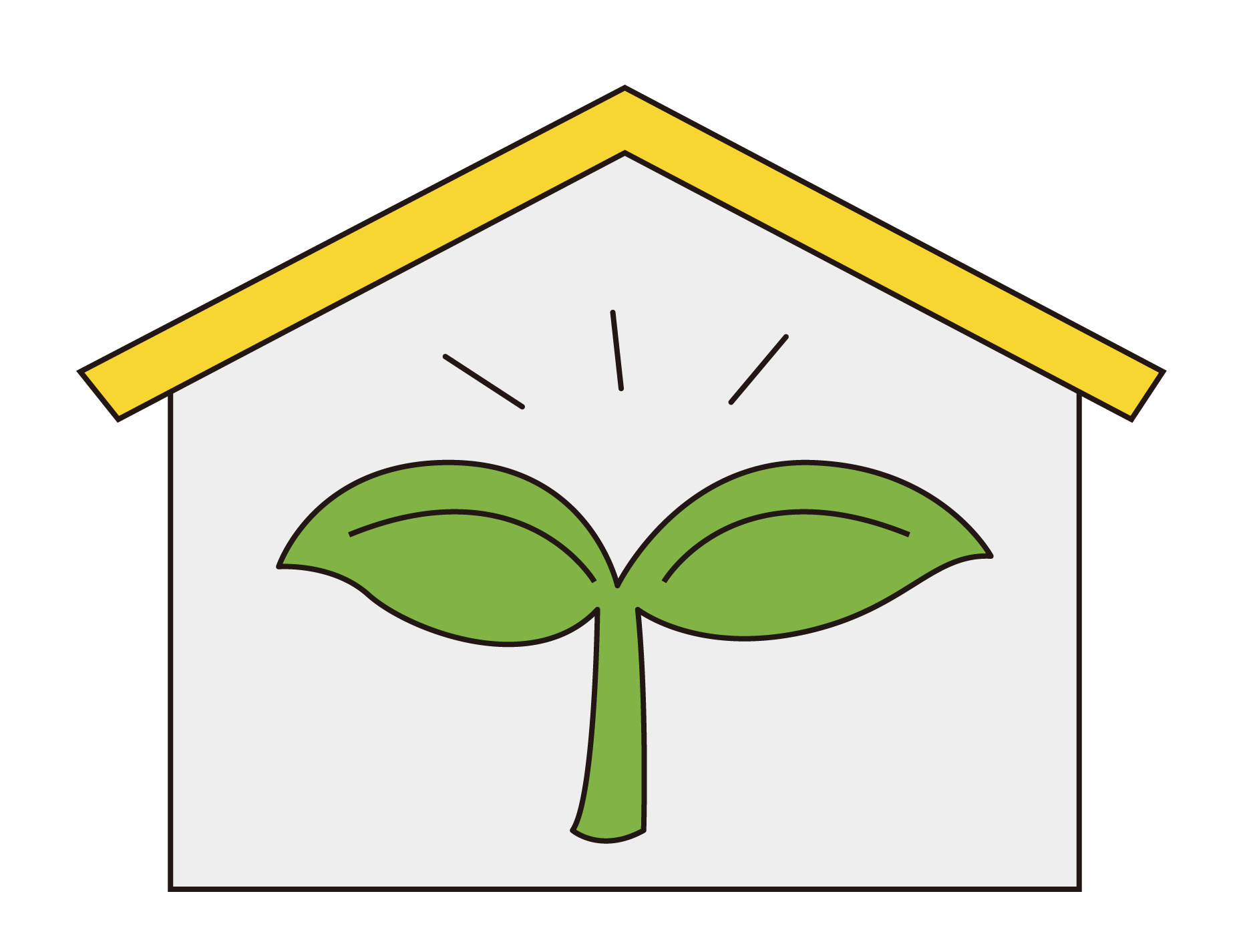 An illustration of a sprout growing in a house, symbolizing independence.