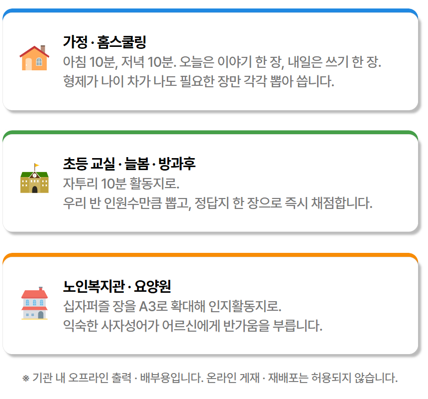 금과옥조, 금지옥엽, 대기만성, 대동소이 워크시트 모음(PDF / 9p / A4사이즈) 시험용