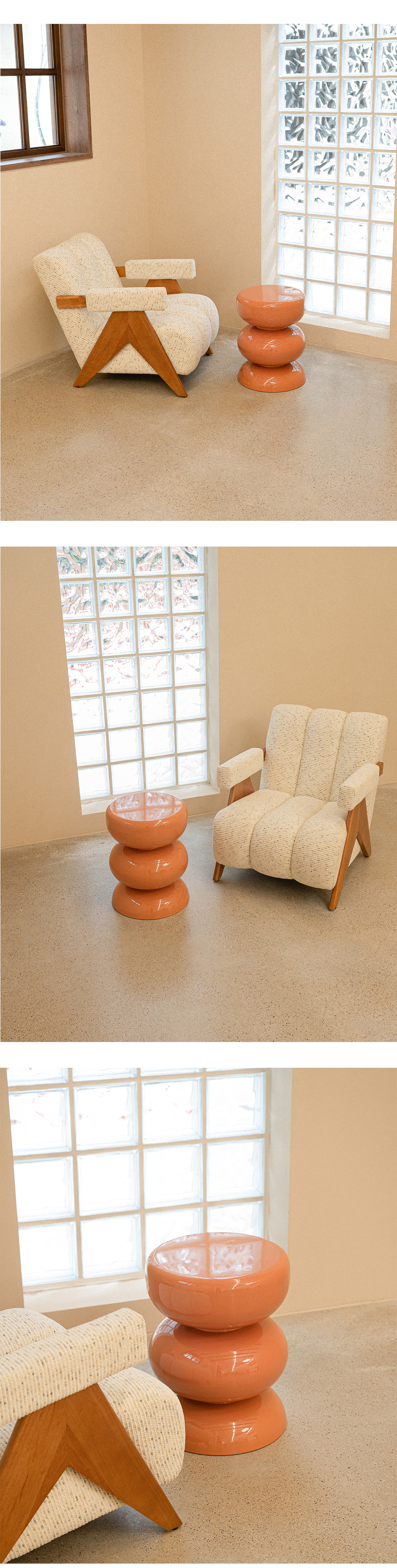 Contour Apricot Side Table & Stool (DCSST22)