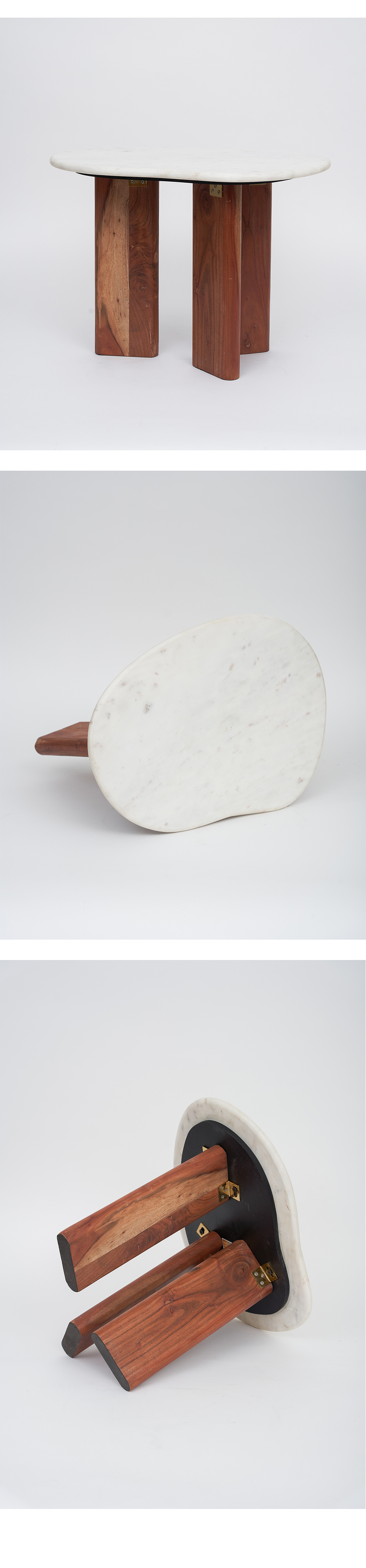Atypical Marble Top & Wood Legs Side Table (DBWST66)