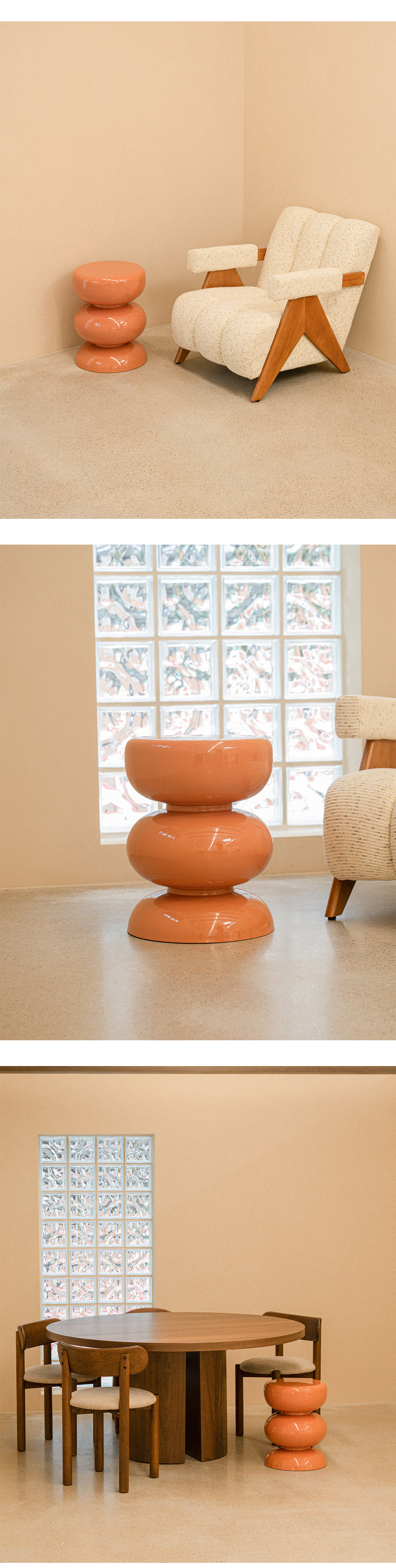 Contour Apricot Side Table & Stool (DCSST22)