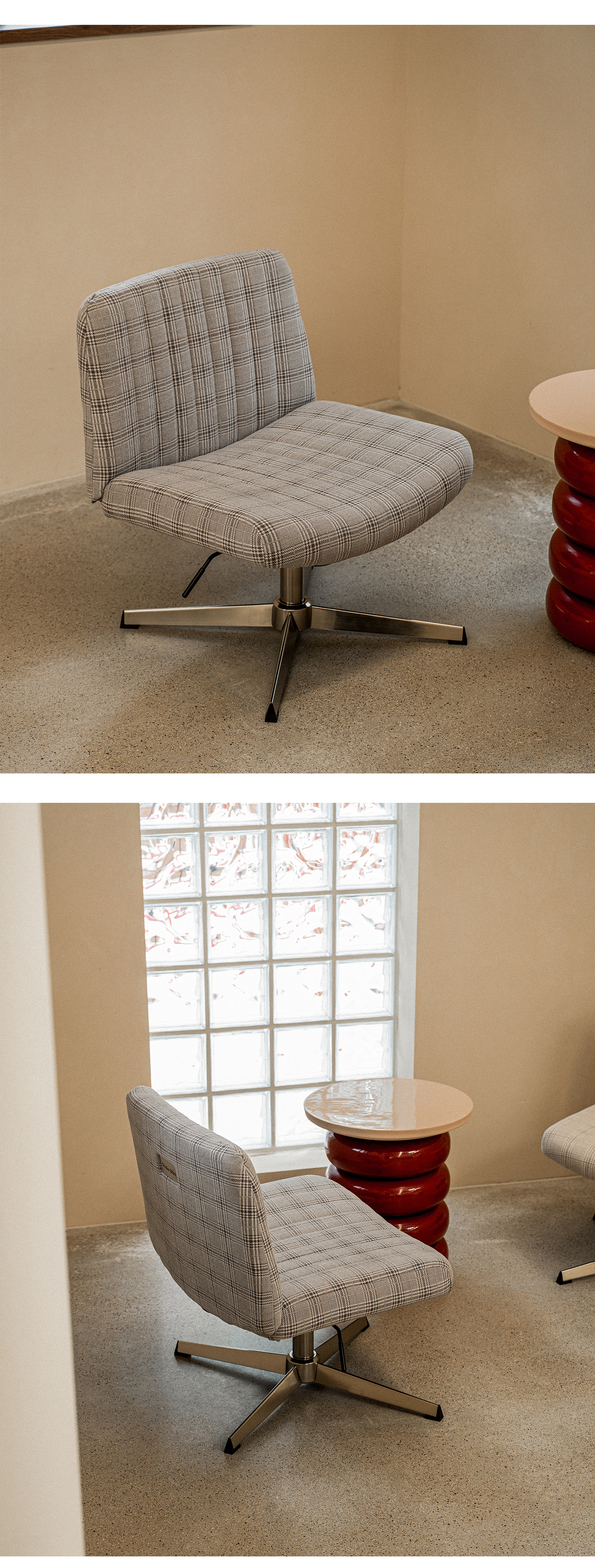 Scottish Tartan Check Pattern Lean Back Chair Grey (DBWCR05)