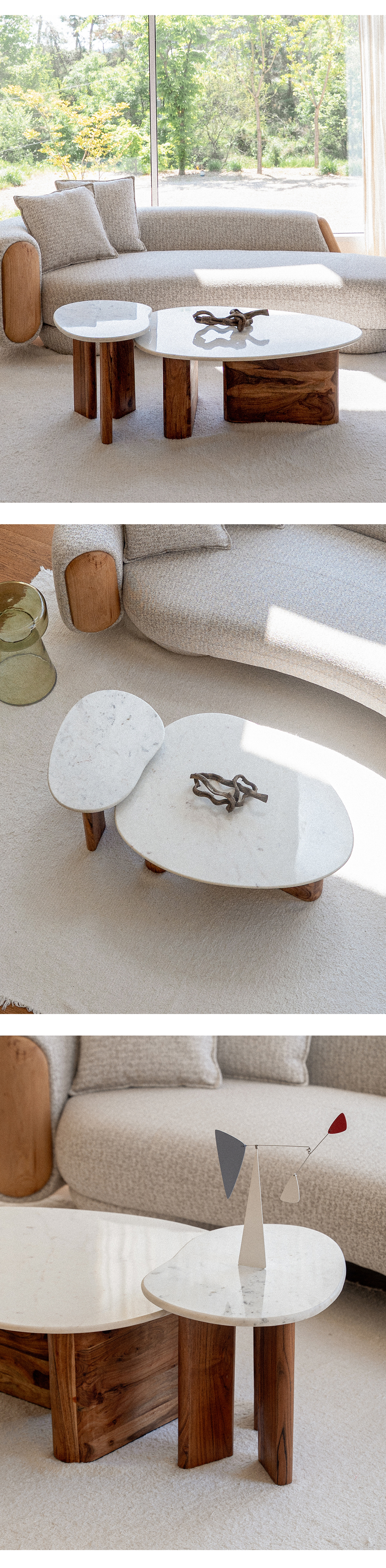 Atypical Marble Top & Wood Legs Side Table (DBWST66)