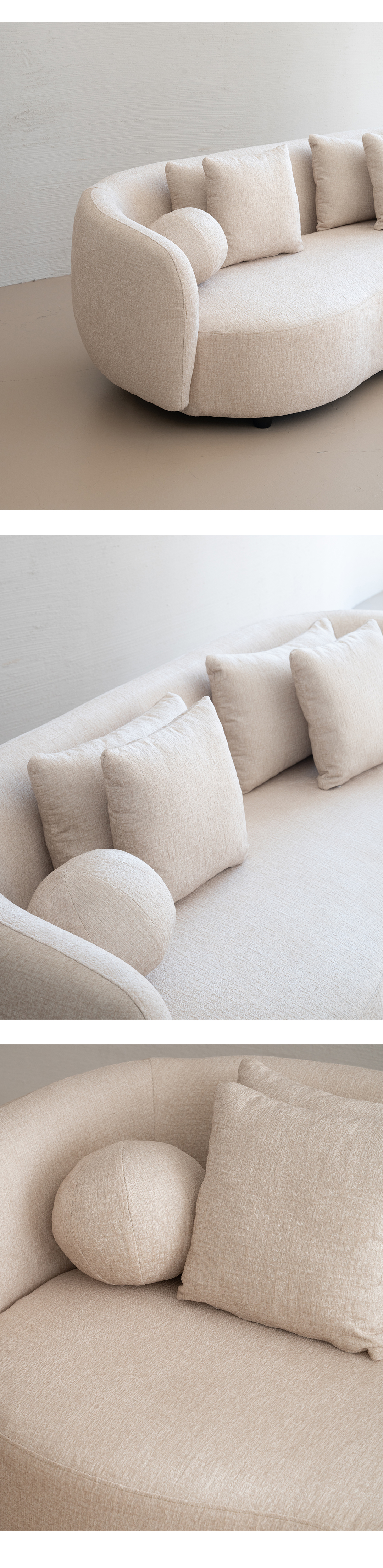 Arlo Curved Sofa with Textured Chenille Ivory (DBWSF01)