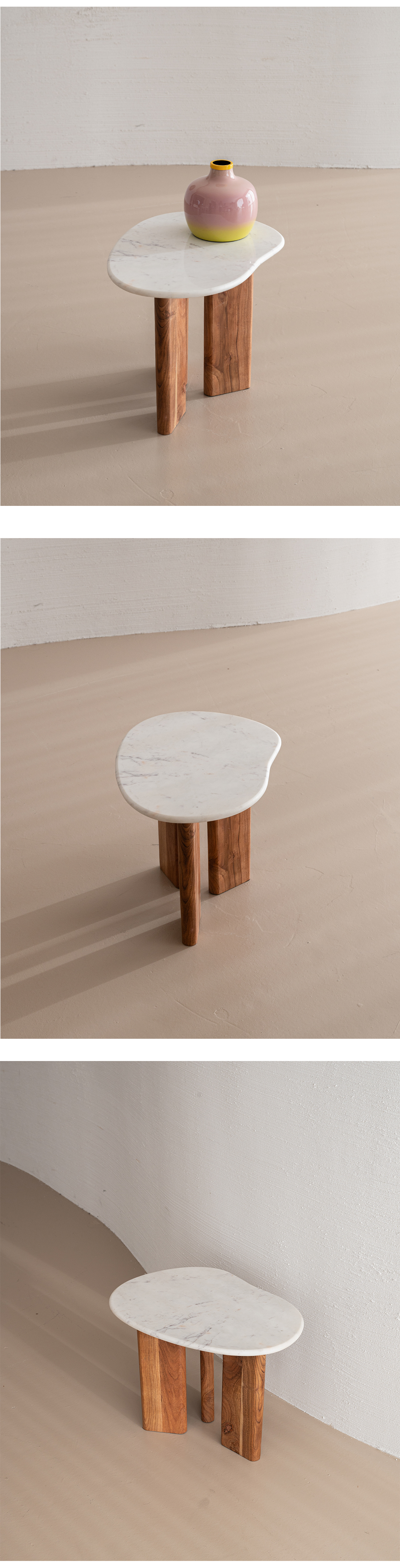 Atypical Marble Top & Wood Legs Side Table (DBWST66)