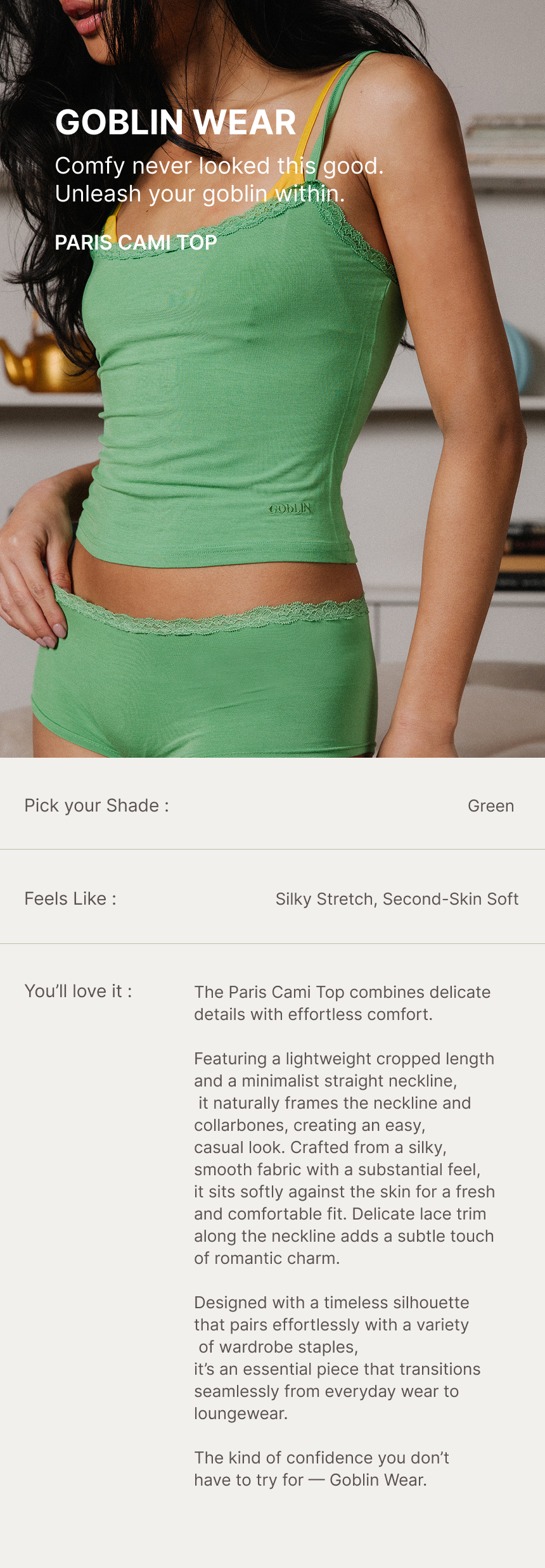 Paris Cami Top (Green)
