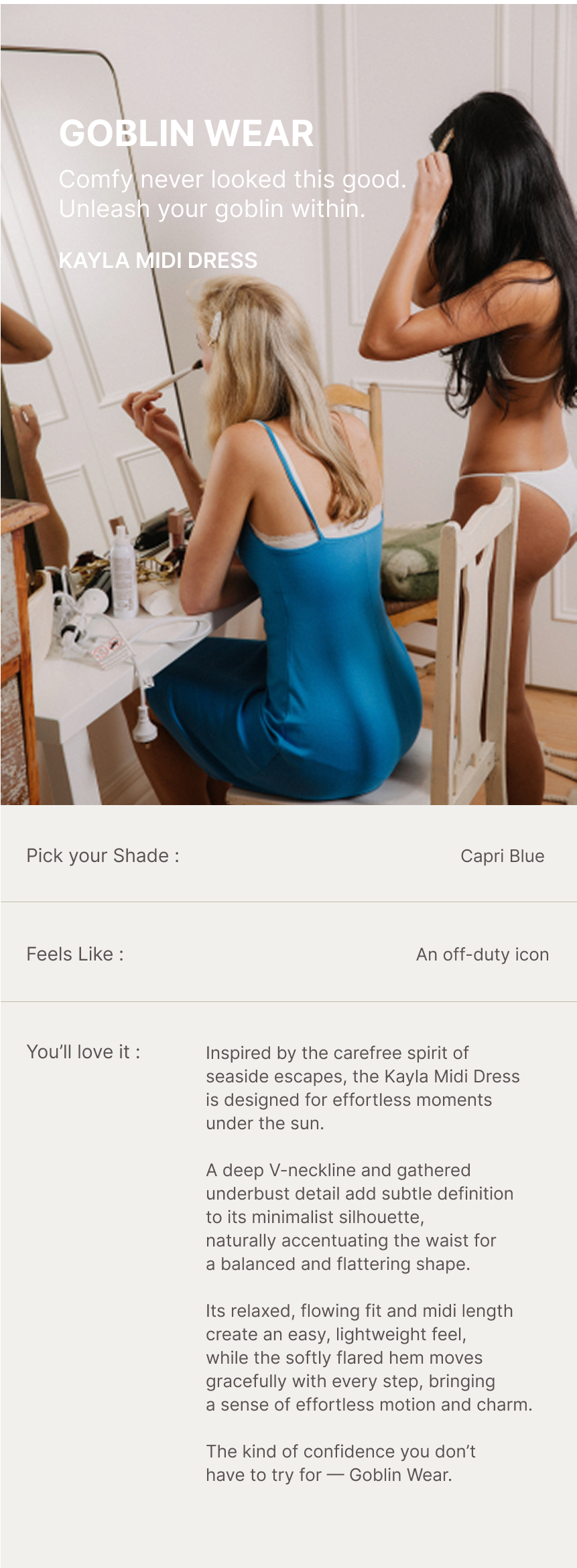 Kayla Midi Dress (Capri Blue)