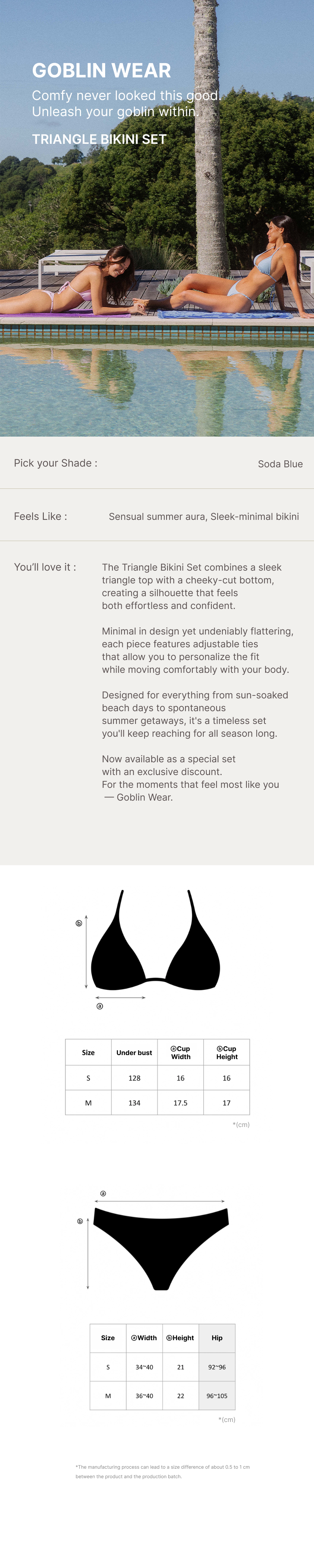 Triangle Bikini Set(Soda Blue)