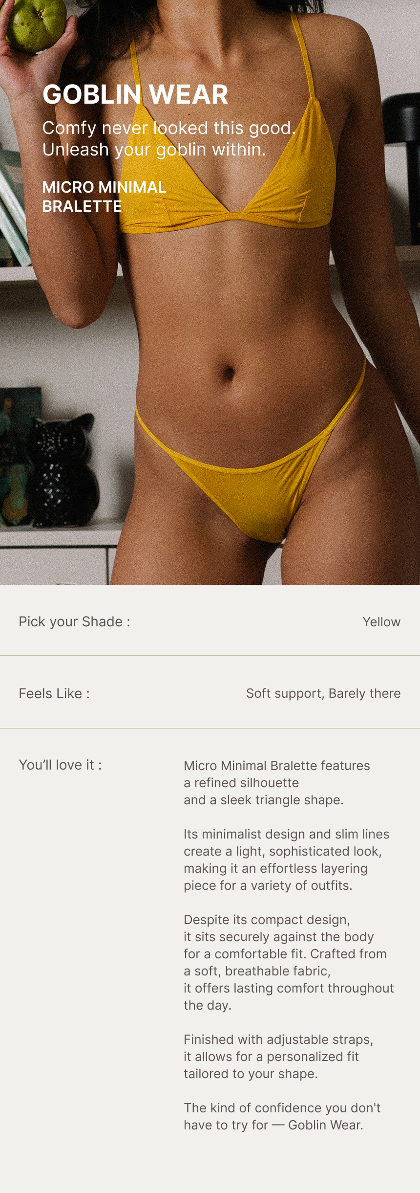 Micro Minimal Bralette (Yellow)