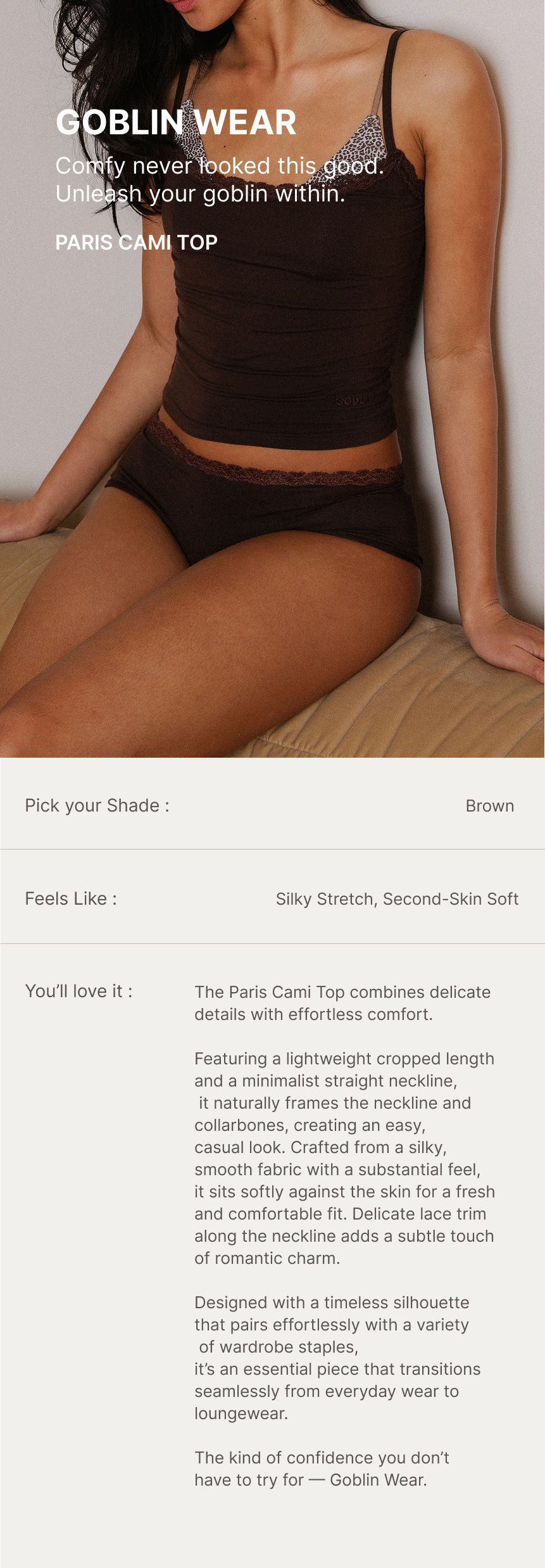 Paris Cami Top (Brown)
