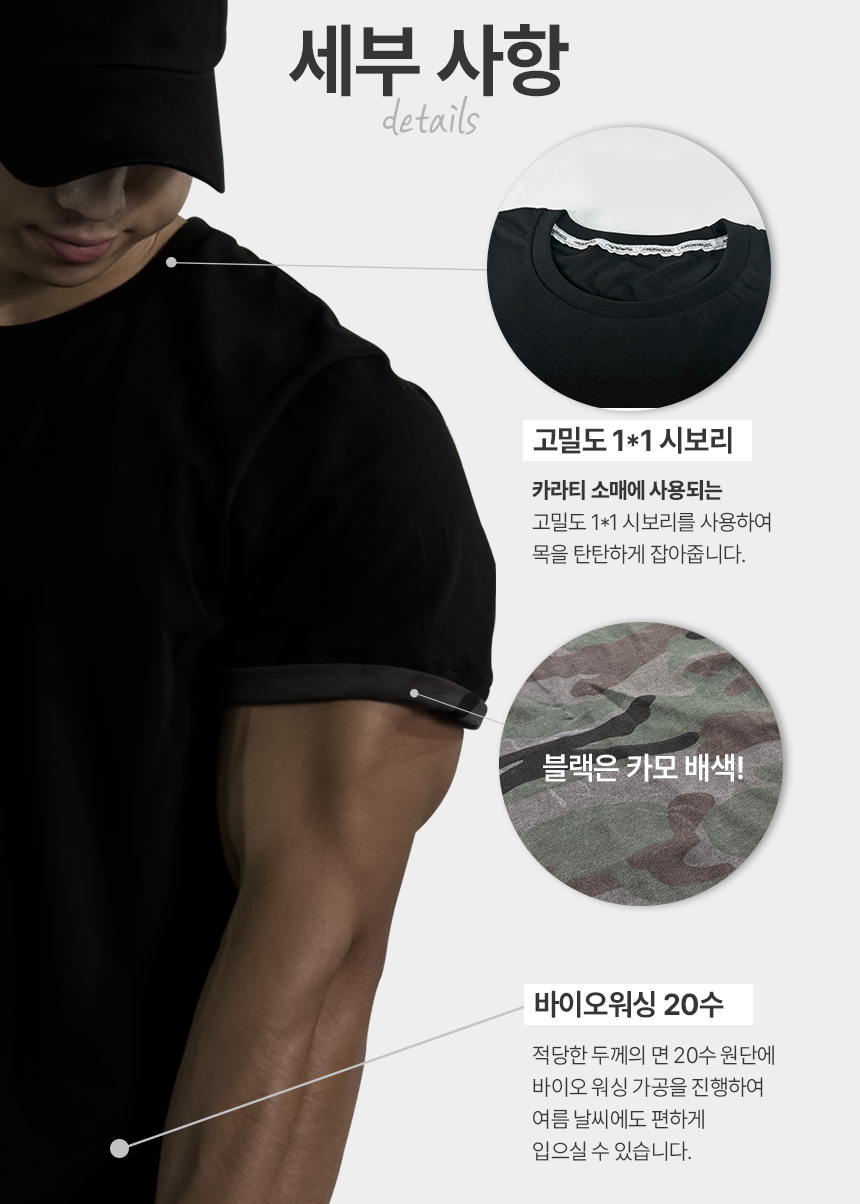 롤업 반팔 - 블랙