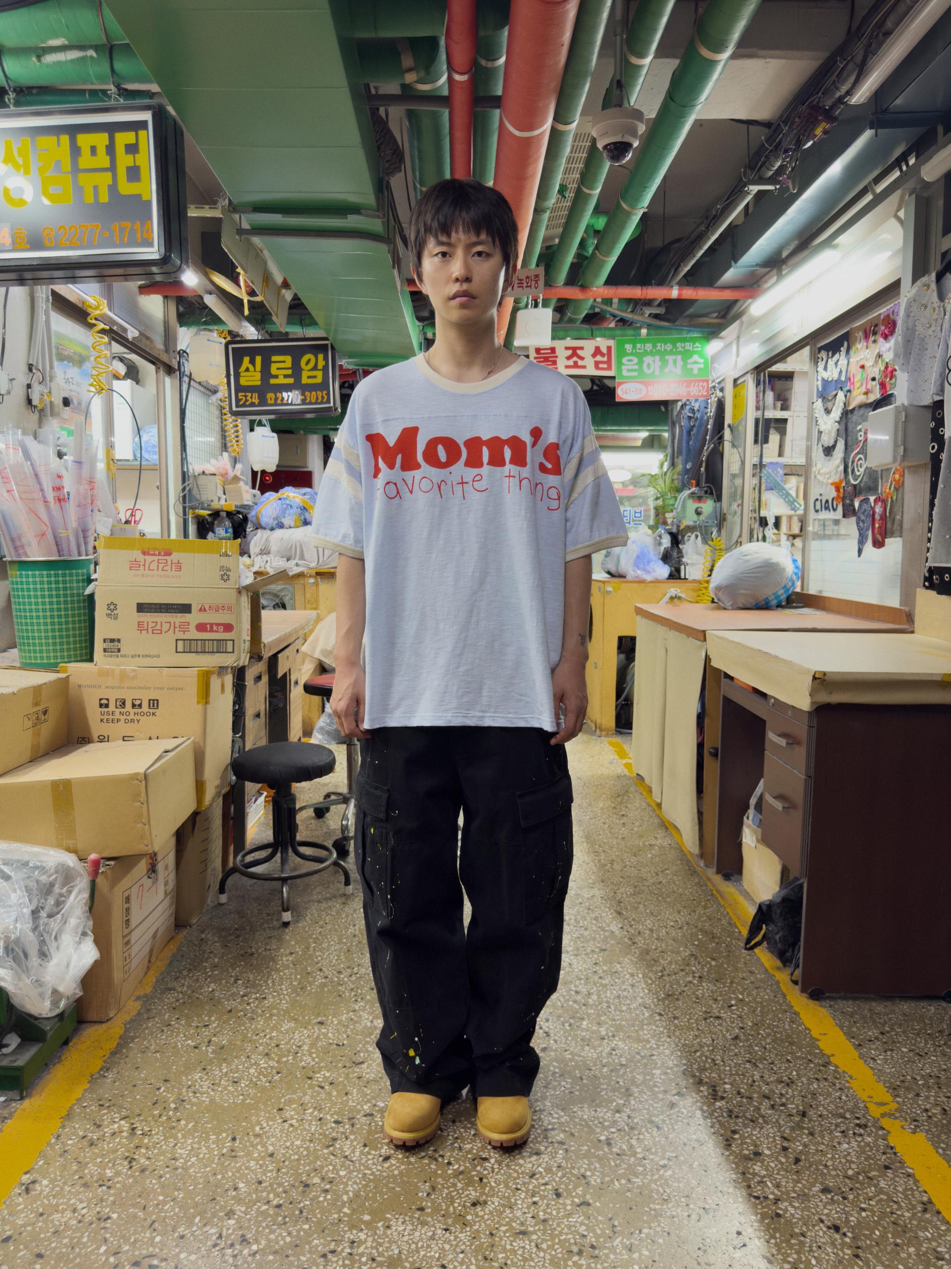 Washed Cargo Painted Pants (BLACK)