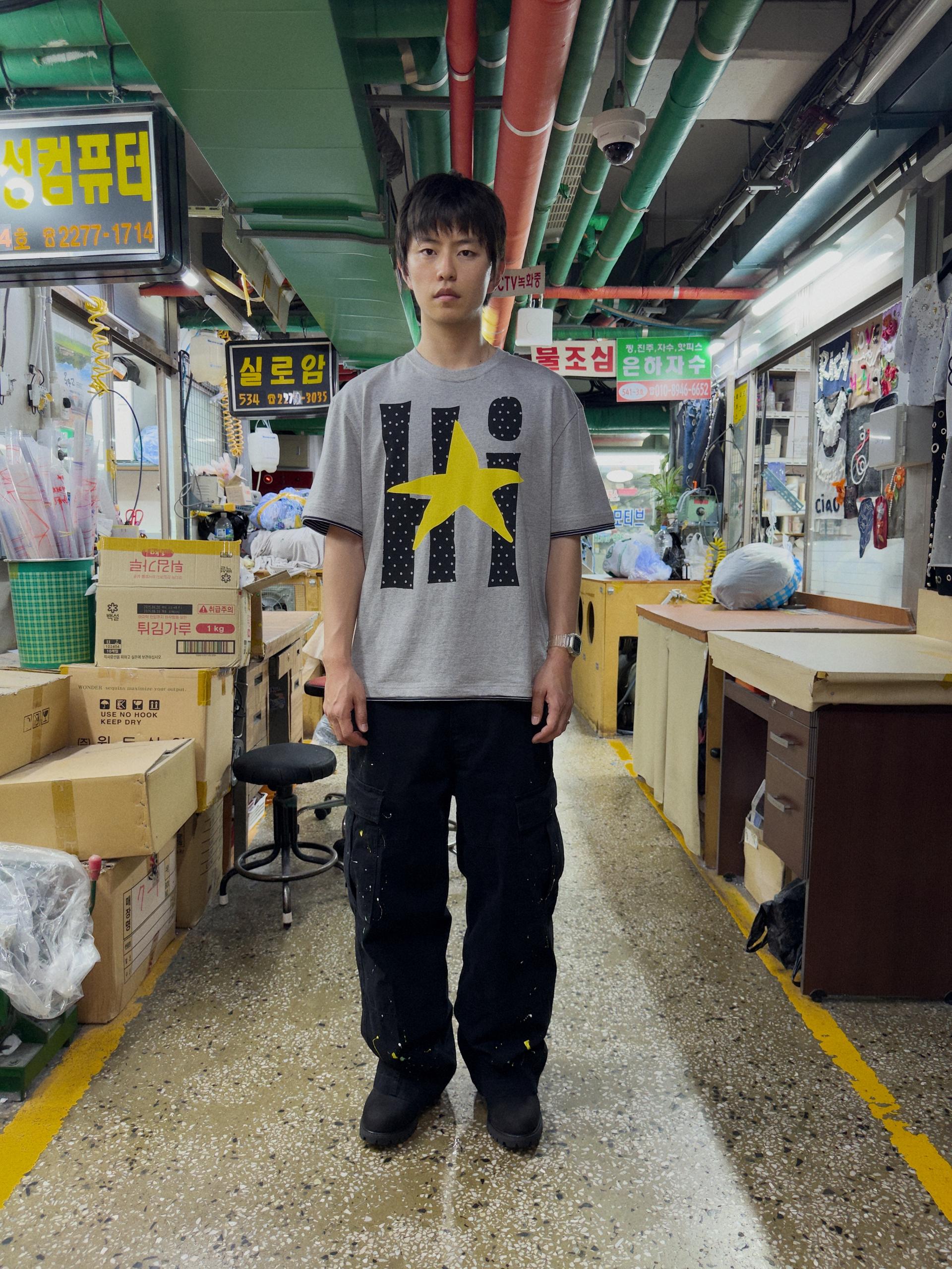 Hi Stripe Layered Tee (MELANGE GRAY)