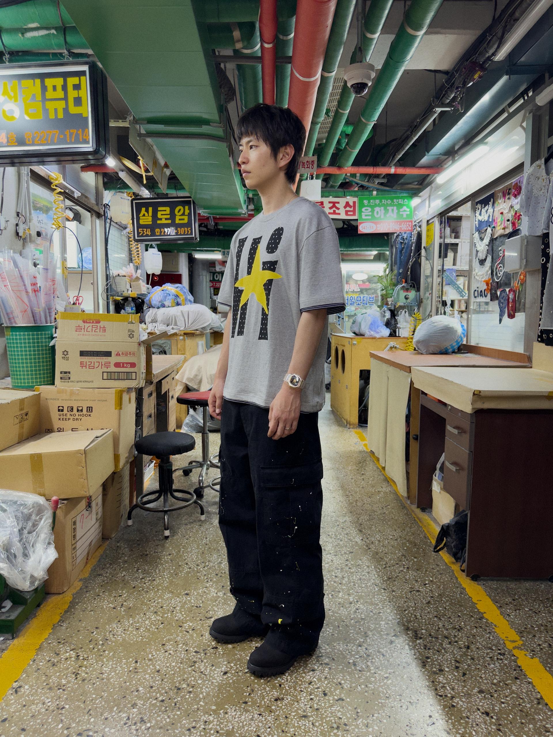 Hi Stripe Layered Tee (MELANGE GRAY)