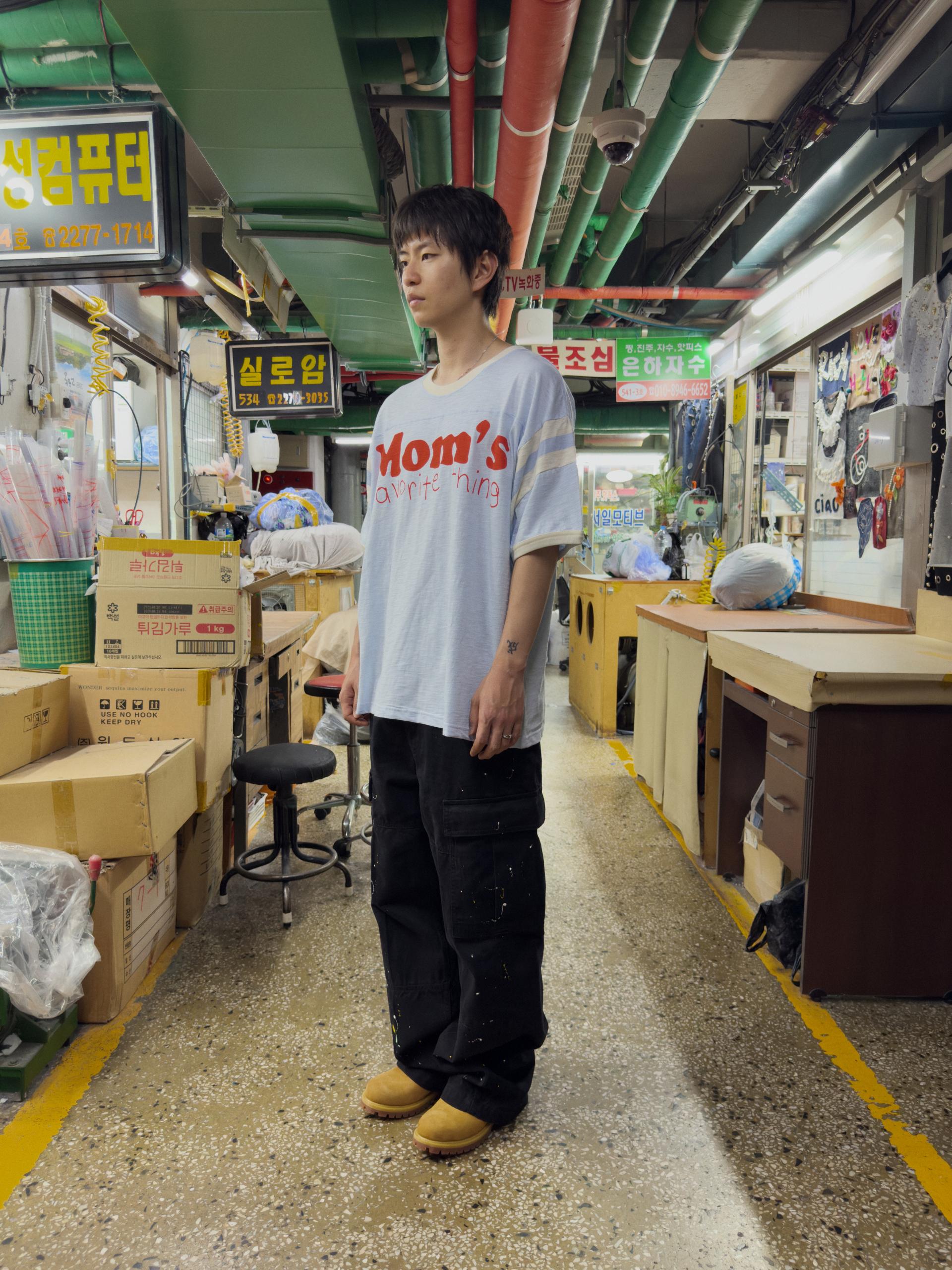Washed Cargo Painted Pants (BLACK)