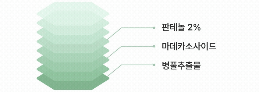 판테놀 2%, 마데카소사이드, 병풀추출물