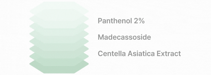 Panthenol 2%, Madecassoside, Centella asiatica extract