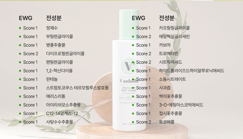 반할라 시카 캄 미스트 토너 전성분표