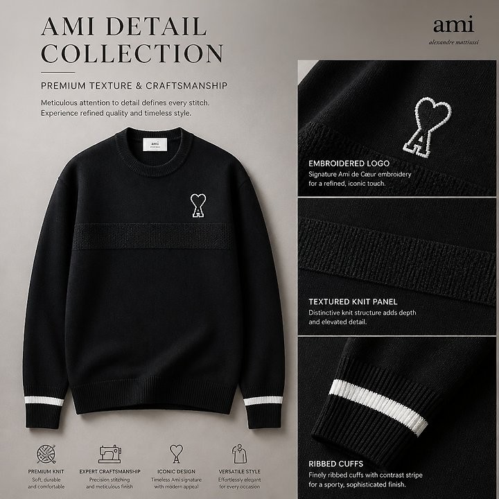 아미 엠보 배색 니트 2color