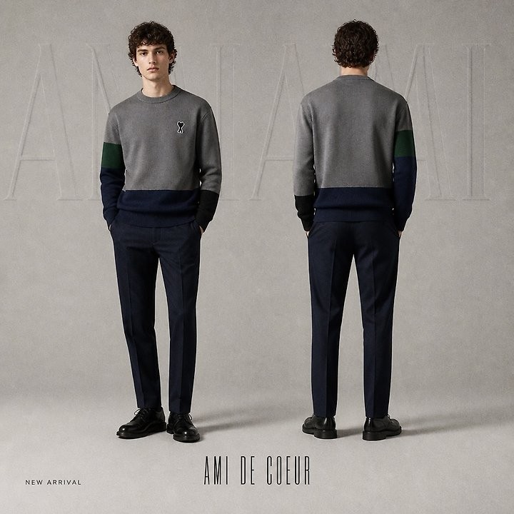 아미 엣지 배색 니트 3color