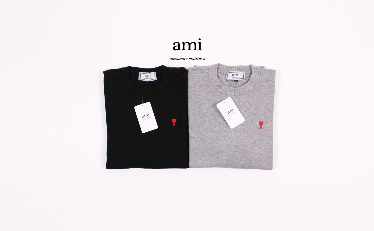 아미 스몰로고 라운드 니트 2color