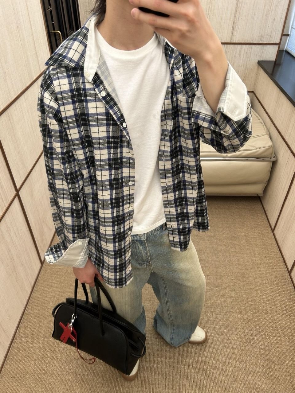 메종마르지엘라 26 리버시블 체크 셔츠