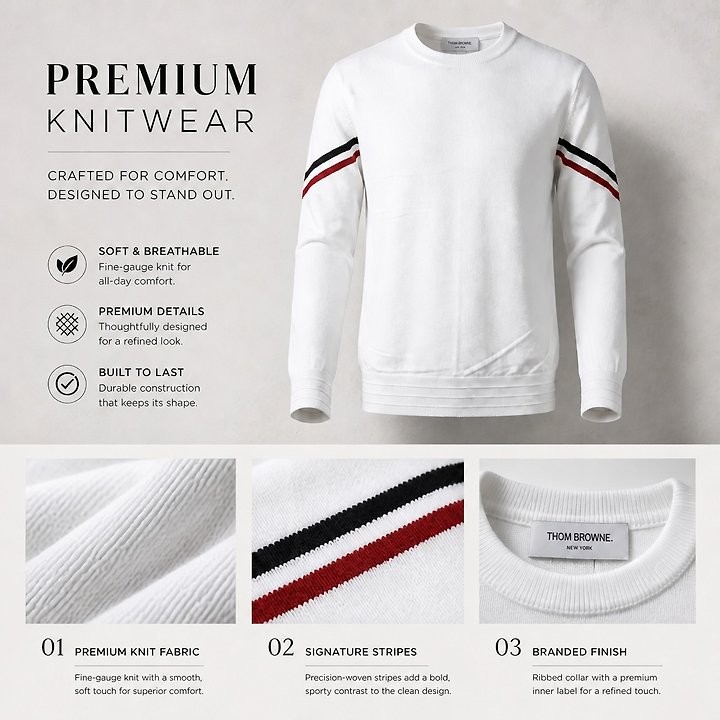 톰브라운 엣지 배색 니트 3color