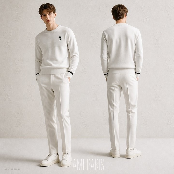아미 엠보 배색 니트 2color