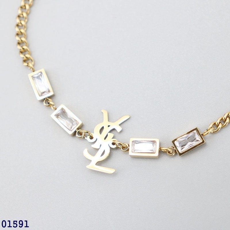 생로랑 YSL 크리스탈 골드 팔찌
