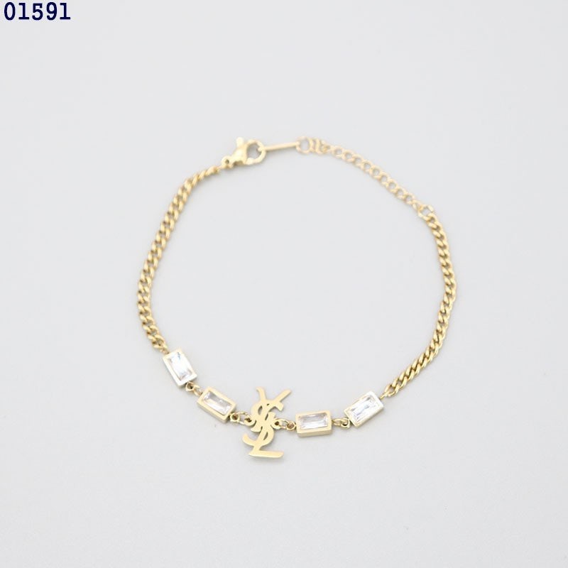 생로랑 YSL 크리스탈 골드 팔찌
