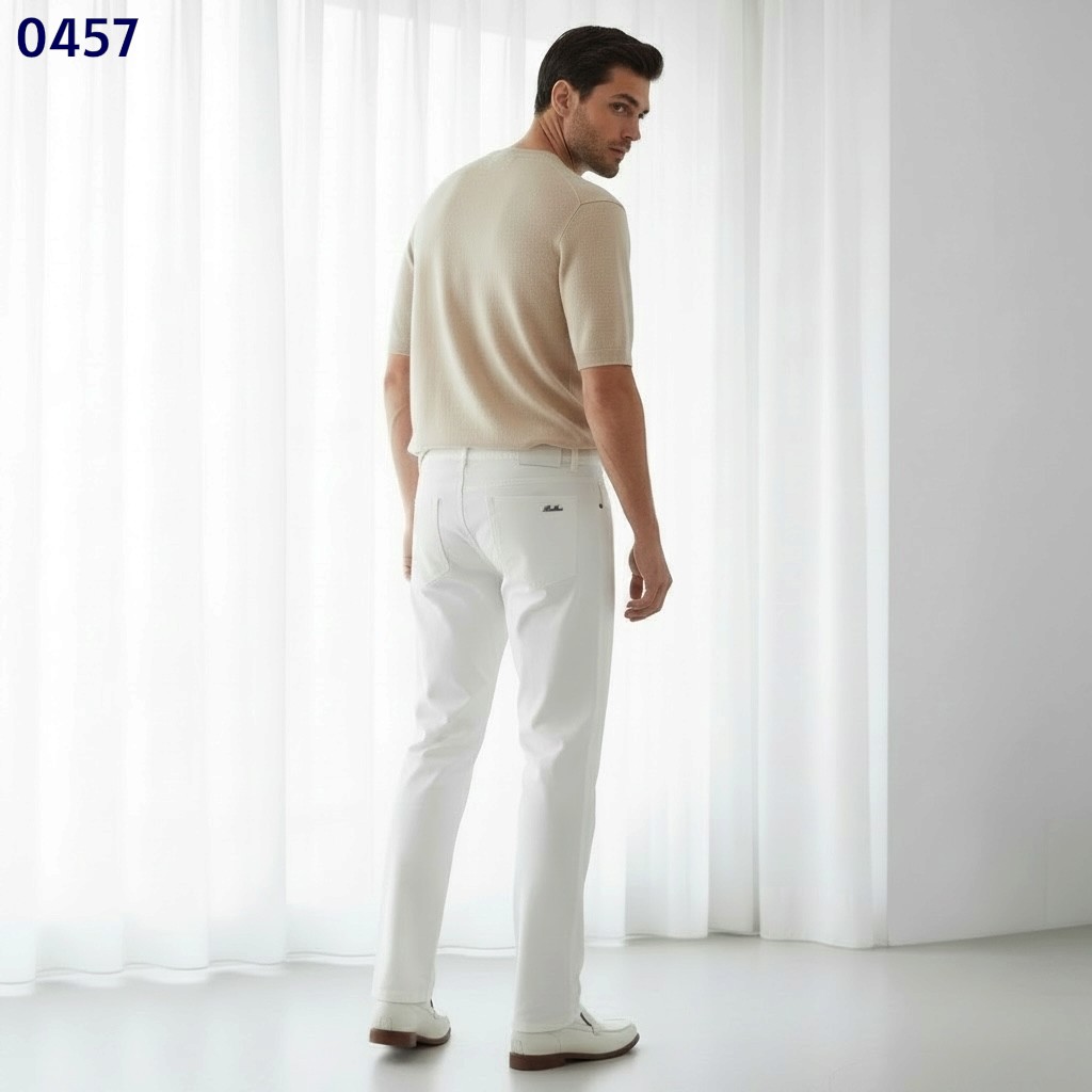 [단순반품ok] 로로피아나 포인트 자수로고 화이트 팬츠