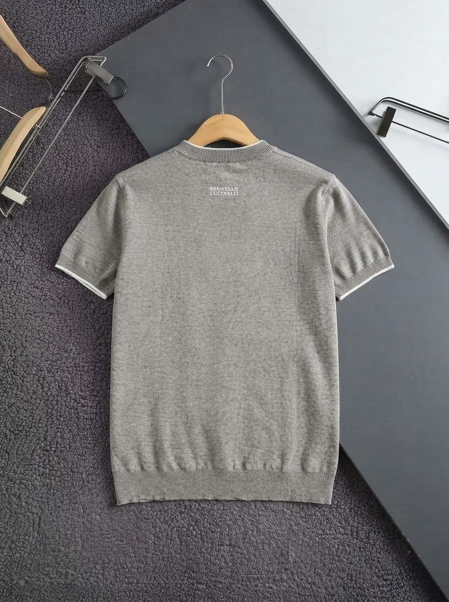 브루넬로쿠치넬리 로고 패치 반팔 니트 3color
