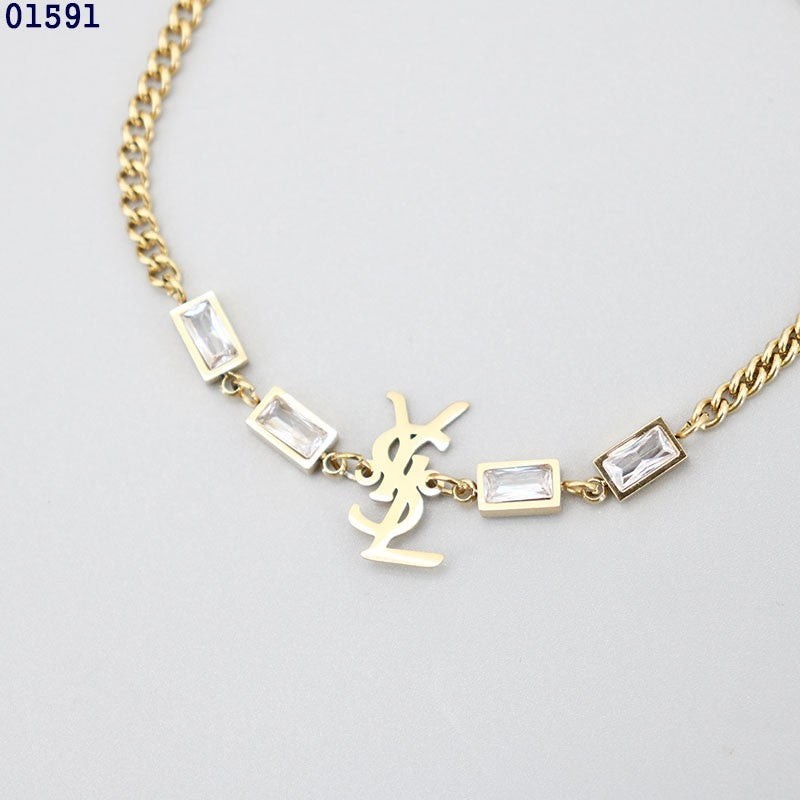 생로랑 YSL 크리스탈 골드 팔찌
