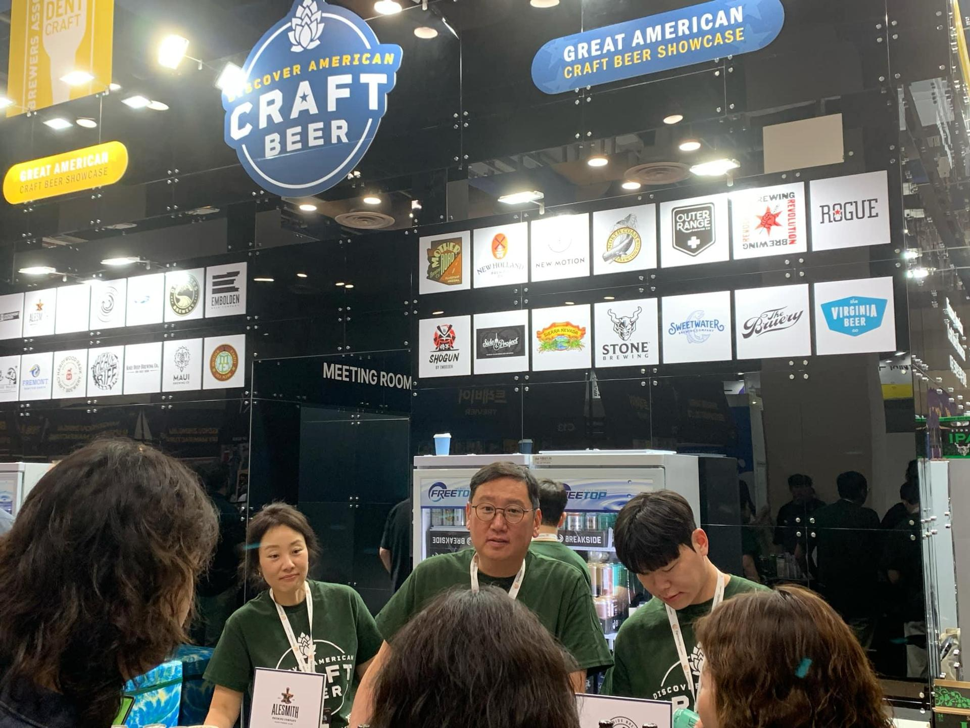 The dedicated U.S. craft beer pavilion showcases small and independent American craft brewers at KIBEX 2025 in southern Seoul's COEX, Thursday. Courtesy of Andrew White