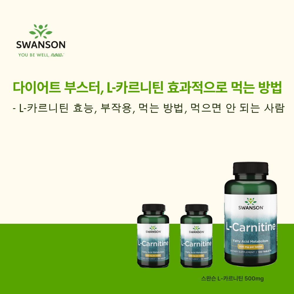 다이어트 부스터, L-카르니틴 효과적으로 먹는 방법 : L-카르니틴 효능, 부작용, 먹는 방법, 먹으면 안 되는 사람 : 스완슨코리아