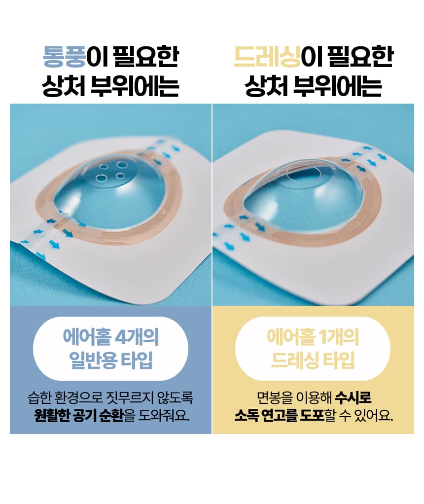 안다찌 일반형·소독형 통기홀 구조 비교 이미지