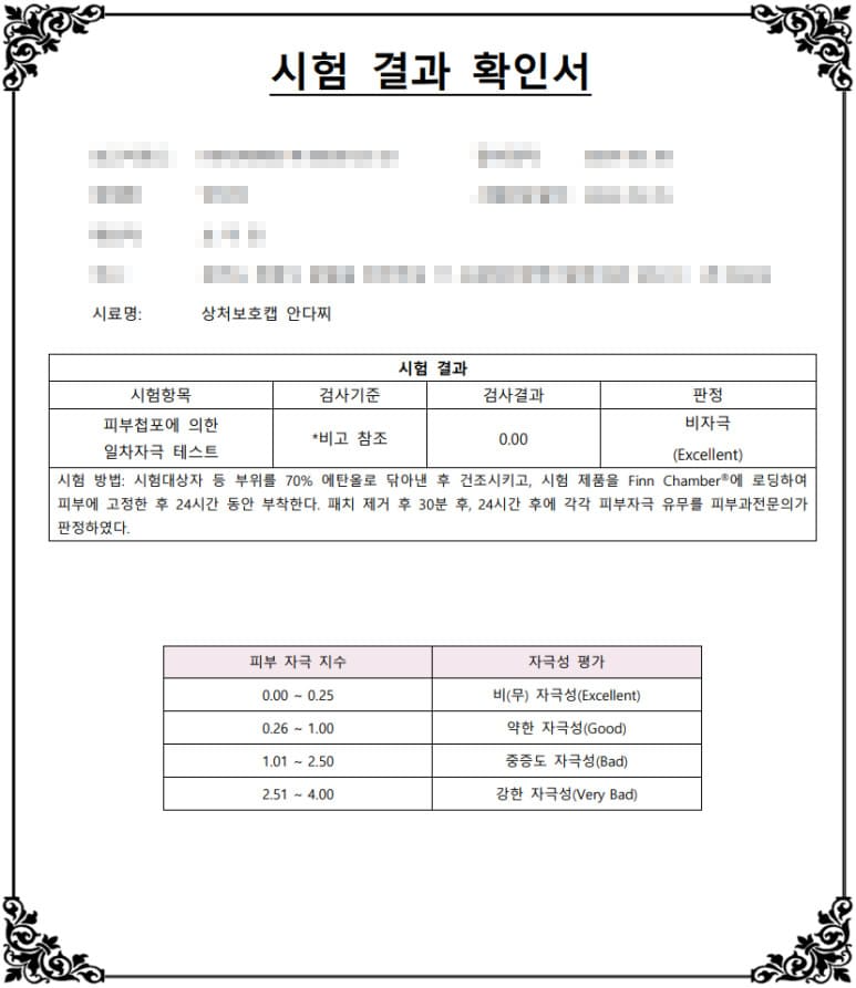 안다찌 안전성 인증 시험결과서