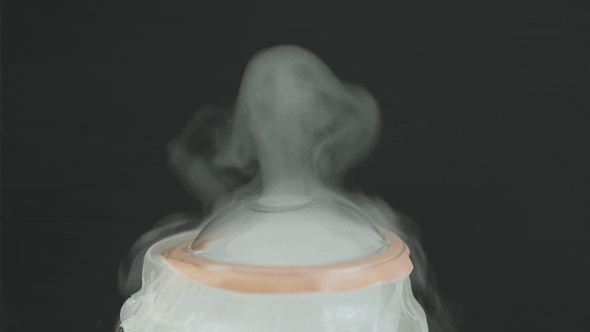 안다찌 통풍 구조 시연 에어홀에서 연기 배출