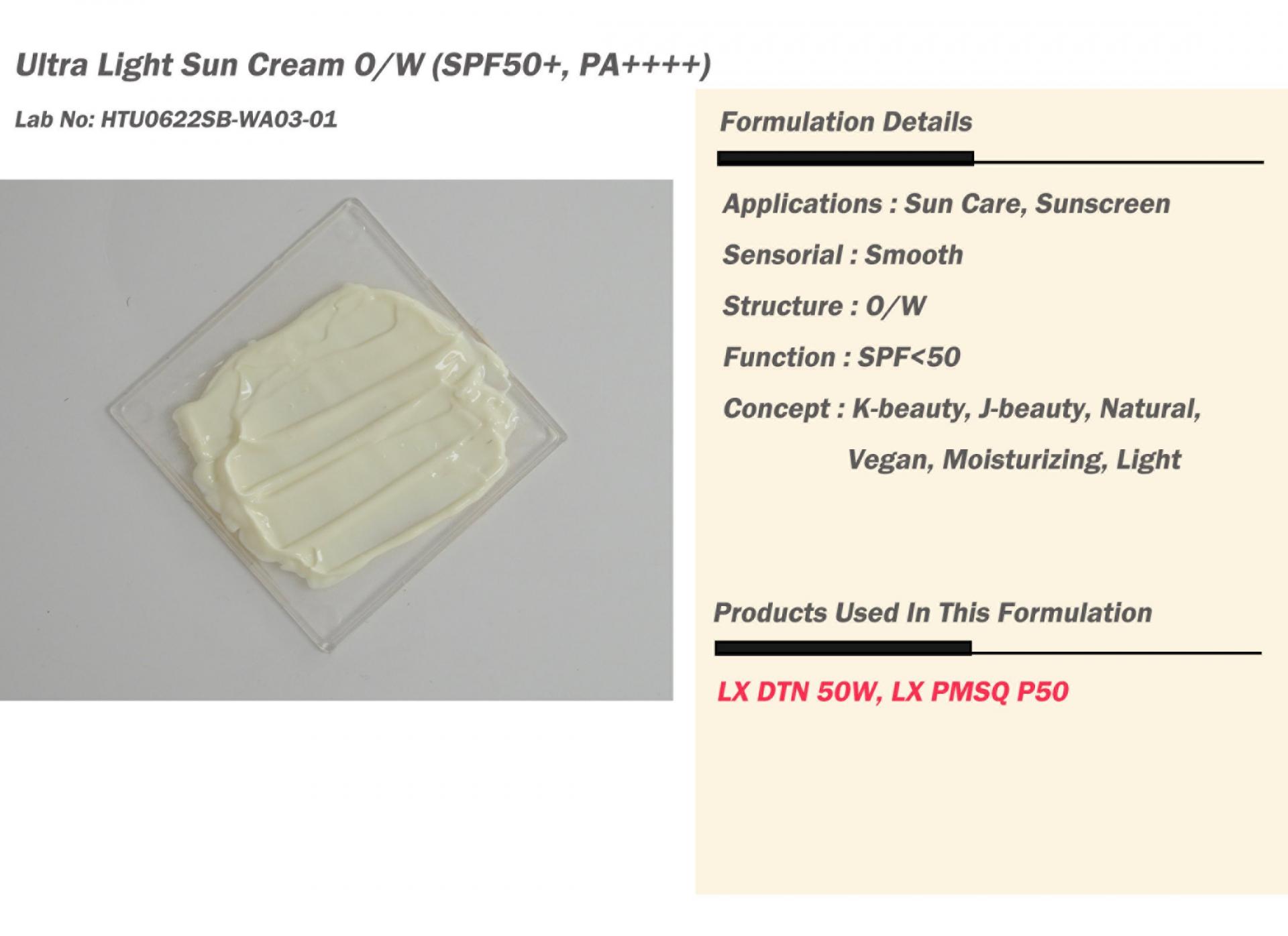 Ultra Light Sun Cream O/W (SPF 50, PA++++) : Skin Care/Mineral Sun Care