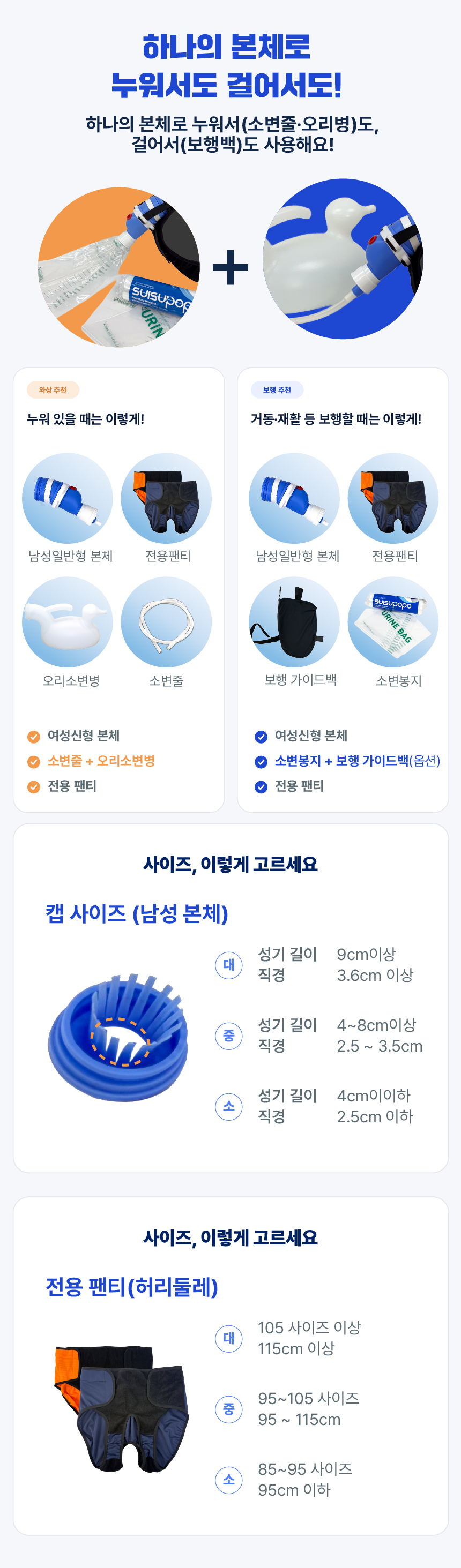 [돌핀신형_남성] 쉬쉬포포 자동 소변처리기 (환자용 입는 소변기)